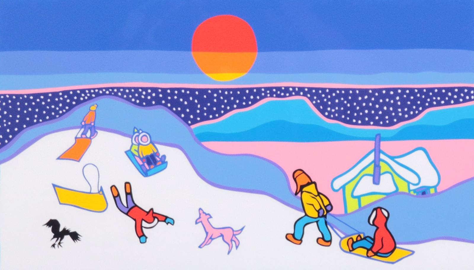 Ted Harrison (1926-2015) - Sledding; 1989