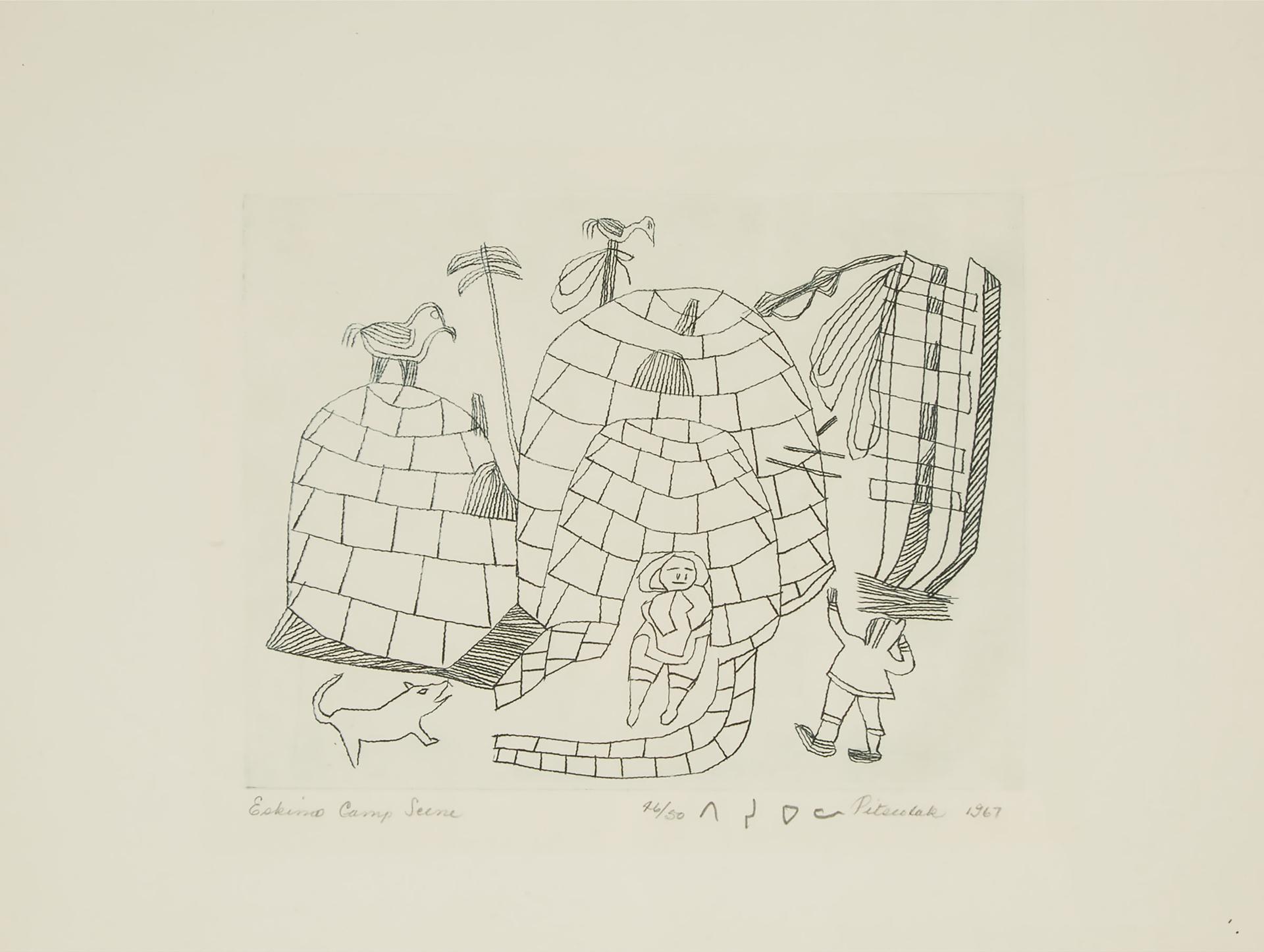 Pitseolak Ashoona (1904-1983) - Camp Scene