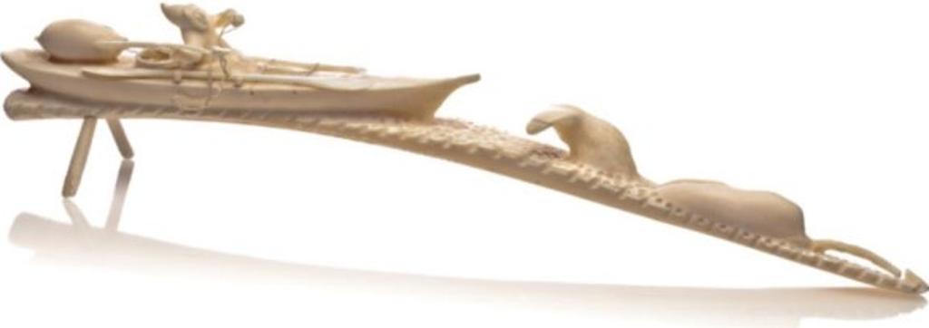 Luke Airut (1942-2018) - Kayaker Harpooning a Narwhal, 2003