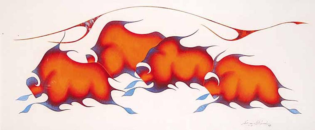 Garry J. Meeches (1957) - Untitled - Four Buffalo