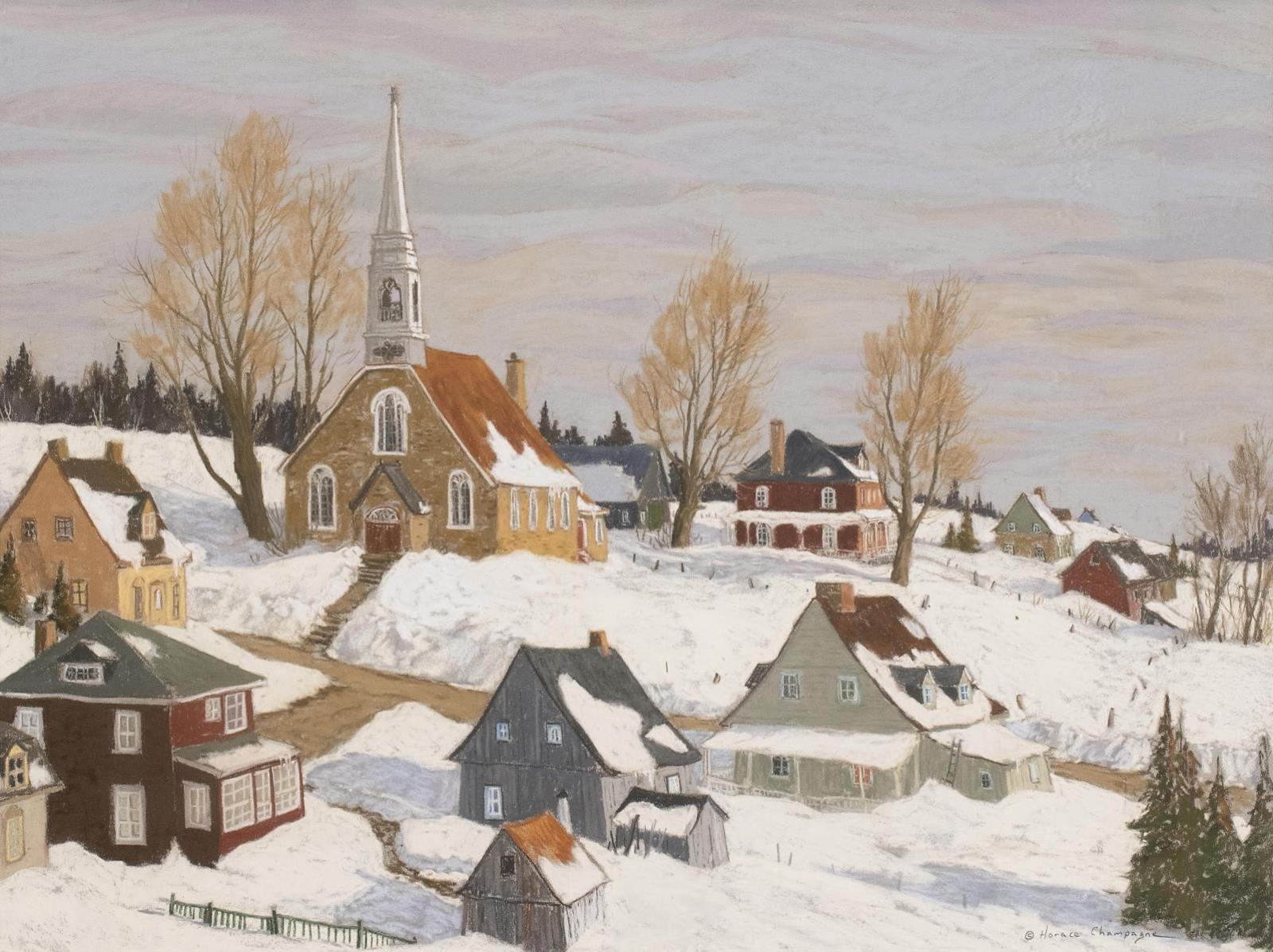 Horace Champagne (1937) - St. Fidel, Quebec (One Of A. Y. Jacksons Favorites On The St. Lawrence River); 1986