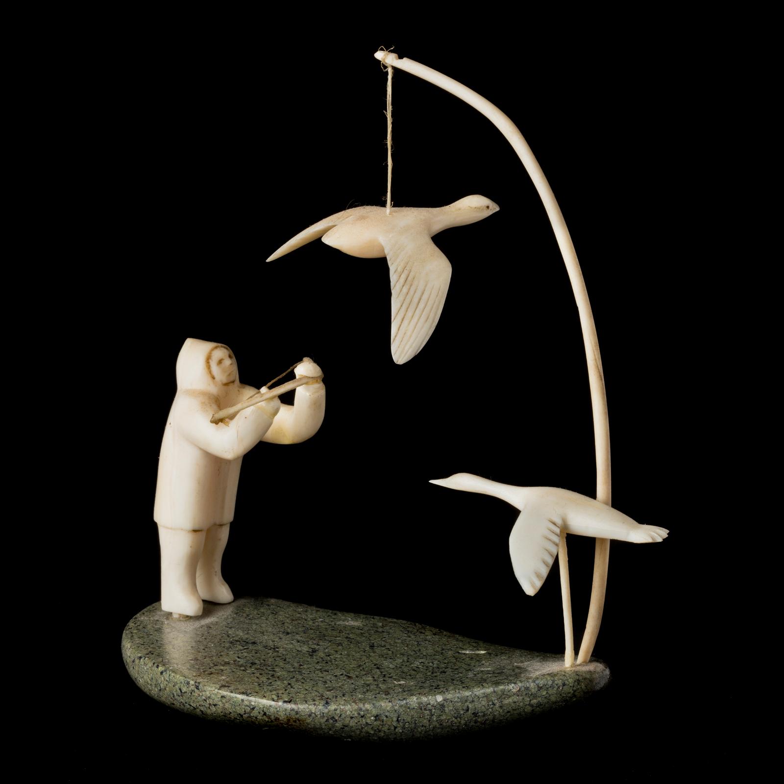Mark Tungilik (1913-1986) - Bow Hunter And Two Birds, 1968