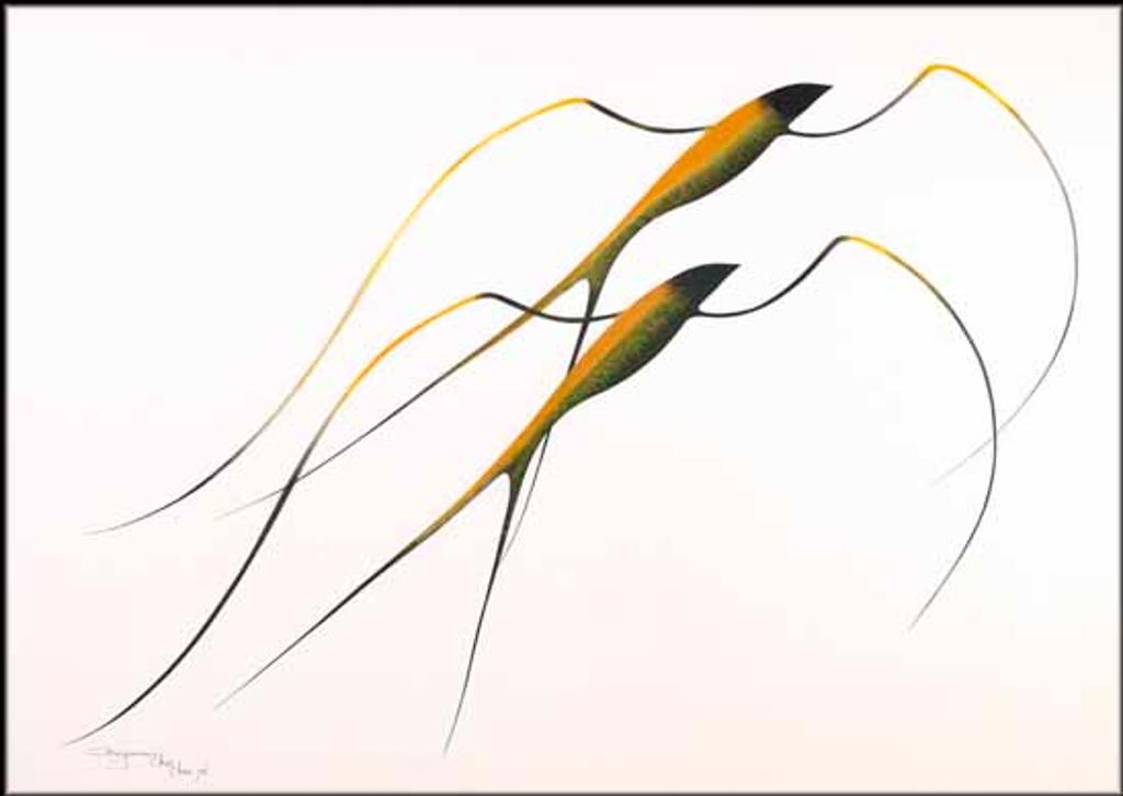 Benjamin Chee Chee (1944-1977) - Swallows in Flight