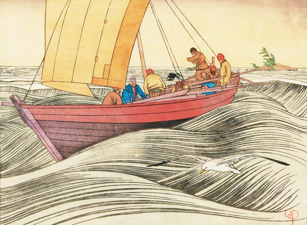Walter Joseph (W.J.) Phillips (1884-1963) - York Boat on Lake Winnipeg