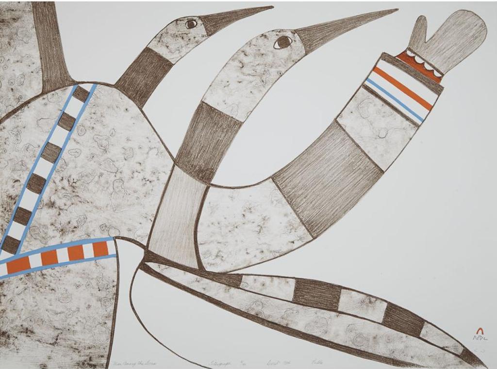 Pudlo Pudlat (1916-1992) - Man Among The Loons; Festival Of The Loon; Sheltered Brood