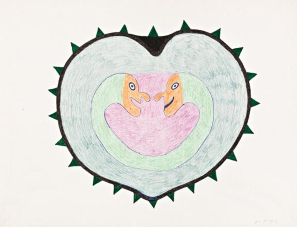 Ningeeuga Oshuitoq (1918-1980) - Coloured pencil and felt-tip pen drawing