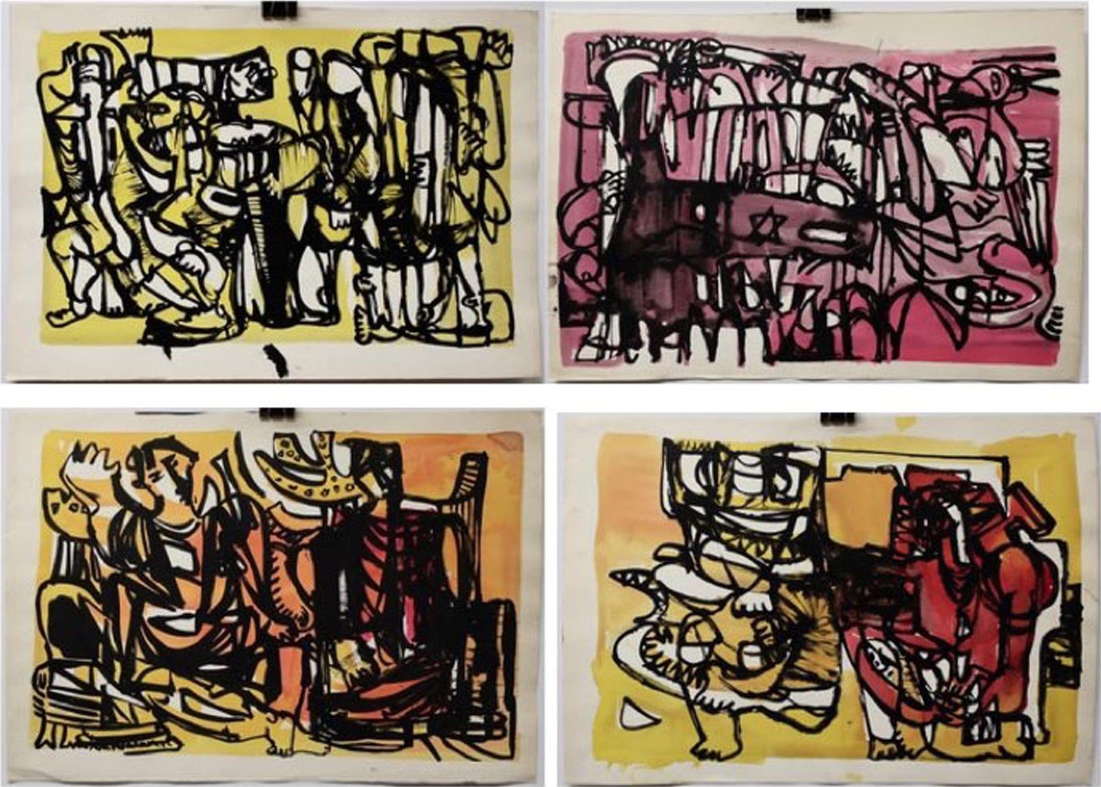 Jan Menses (1933) - Untitled (Abstracts With Figures)