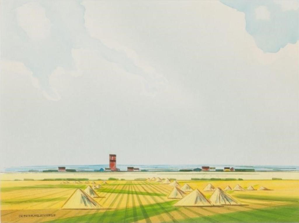 Robert Newton Hurley (1894-1980) - Prairie Field with Stooks