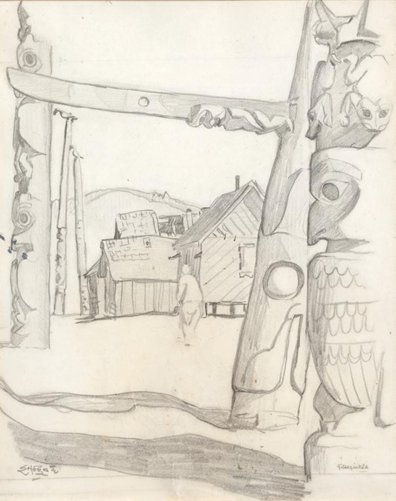 Edwin Headley Holgate (1892-1977) - Totem Poles, Gitsegukla