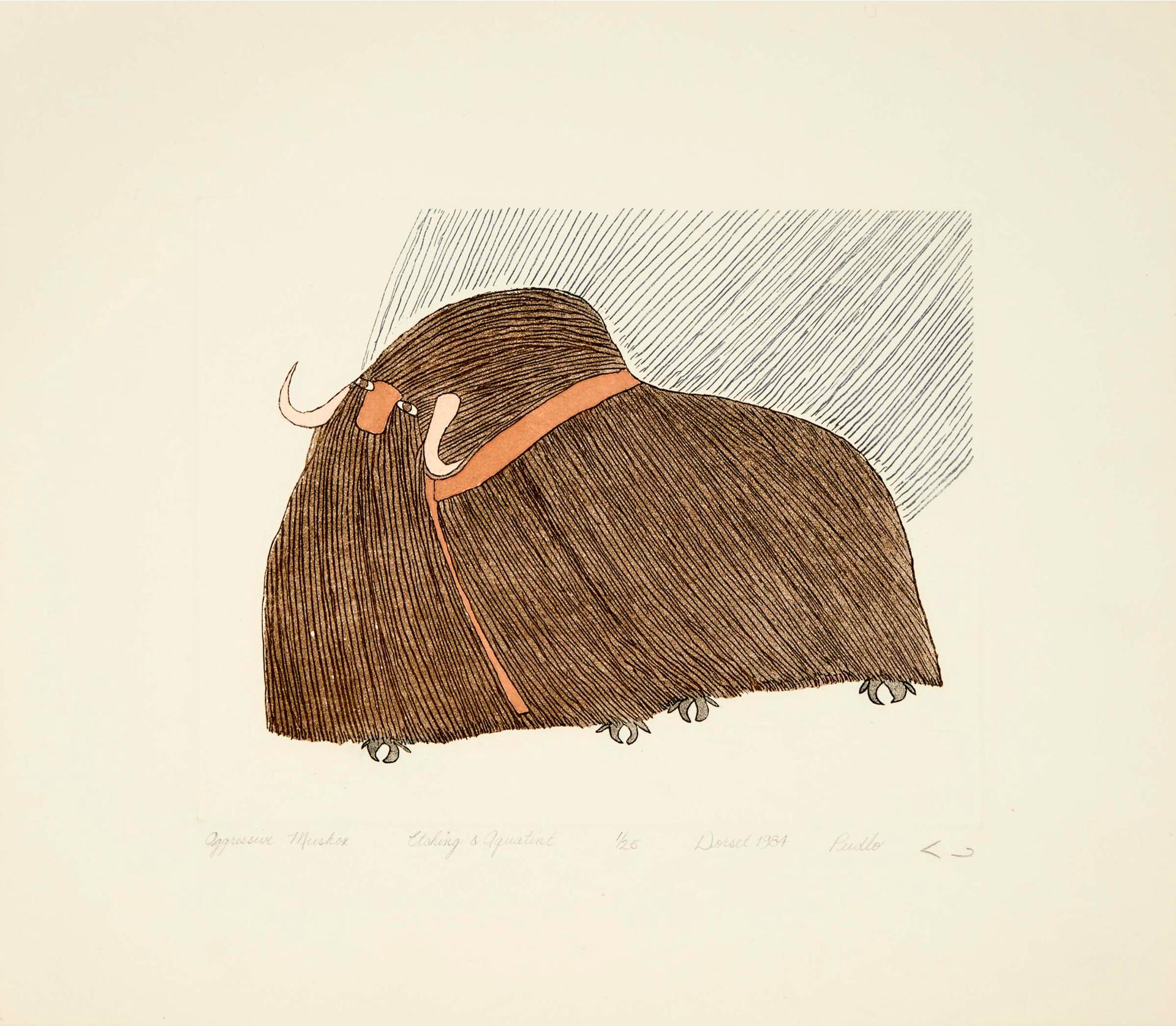 Pudlo Pudlat (1916-1992) - Aggressive Musk Ox, 1984
