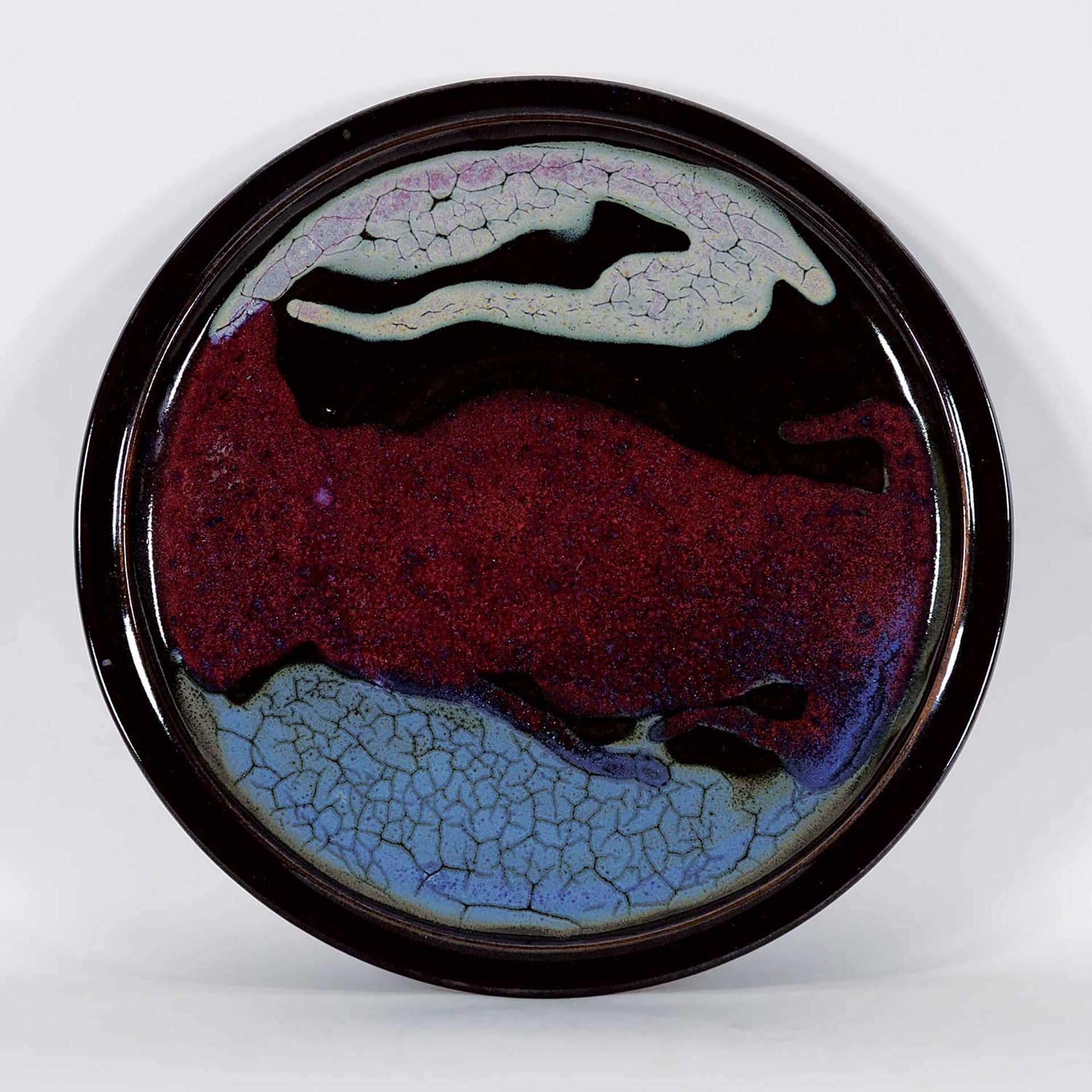 Don Wells (1938) - Untitled - Purple, Blue and White Plate