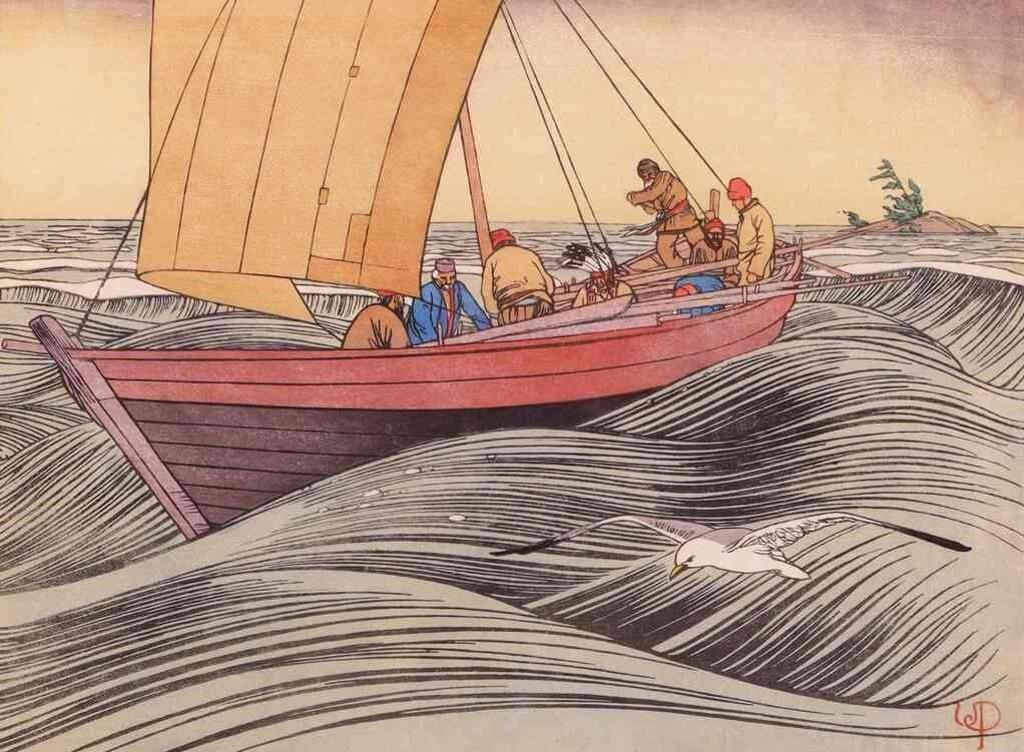 Walter Joseph (W.J.) Phillips (1884-1963) - York Boat On Lake Winnipeg; 1930