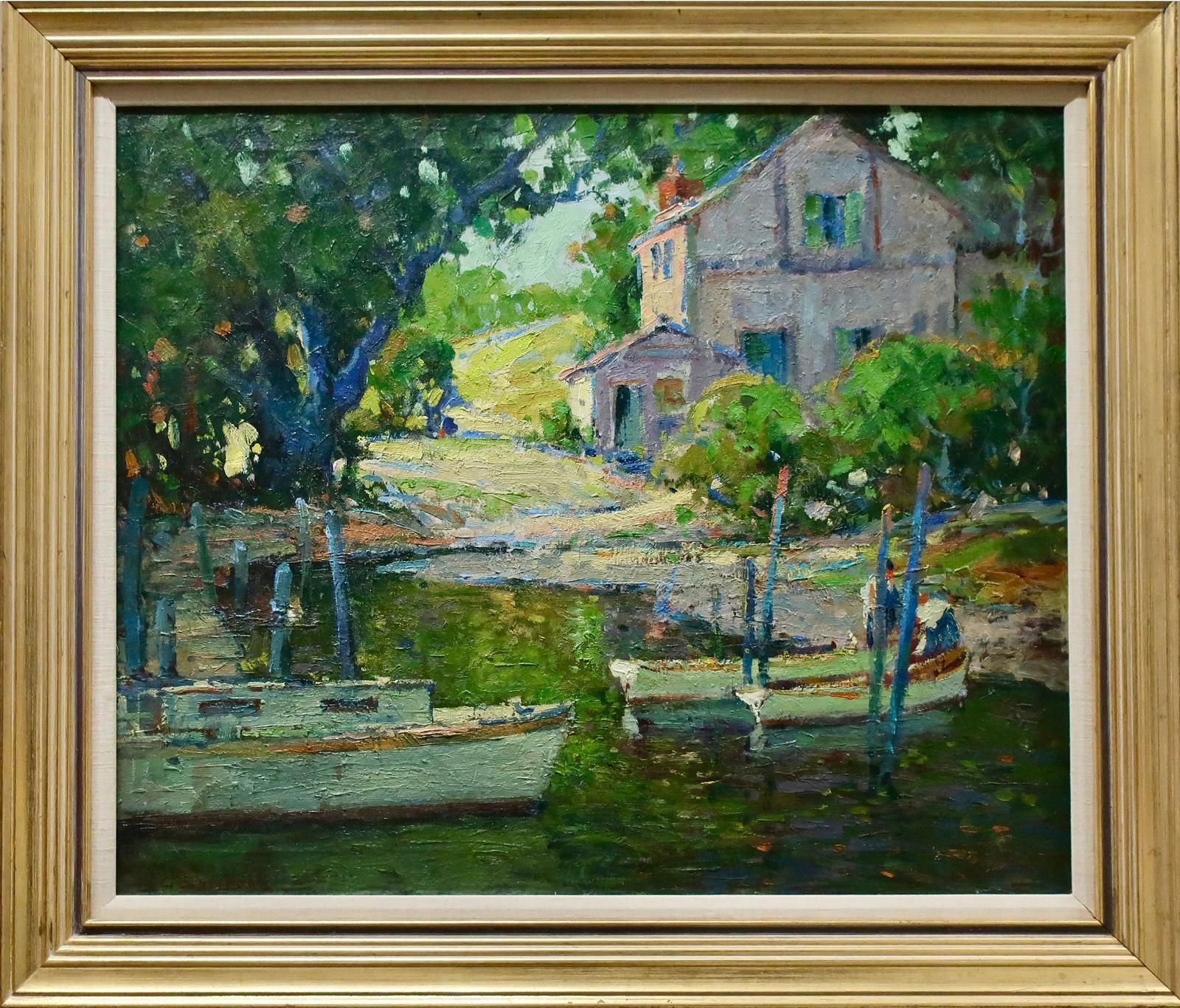 W.G. Sandford (1888-1952) - New England Harbour Scene With Boats