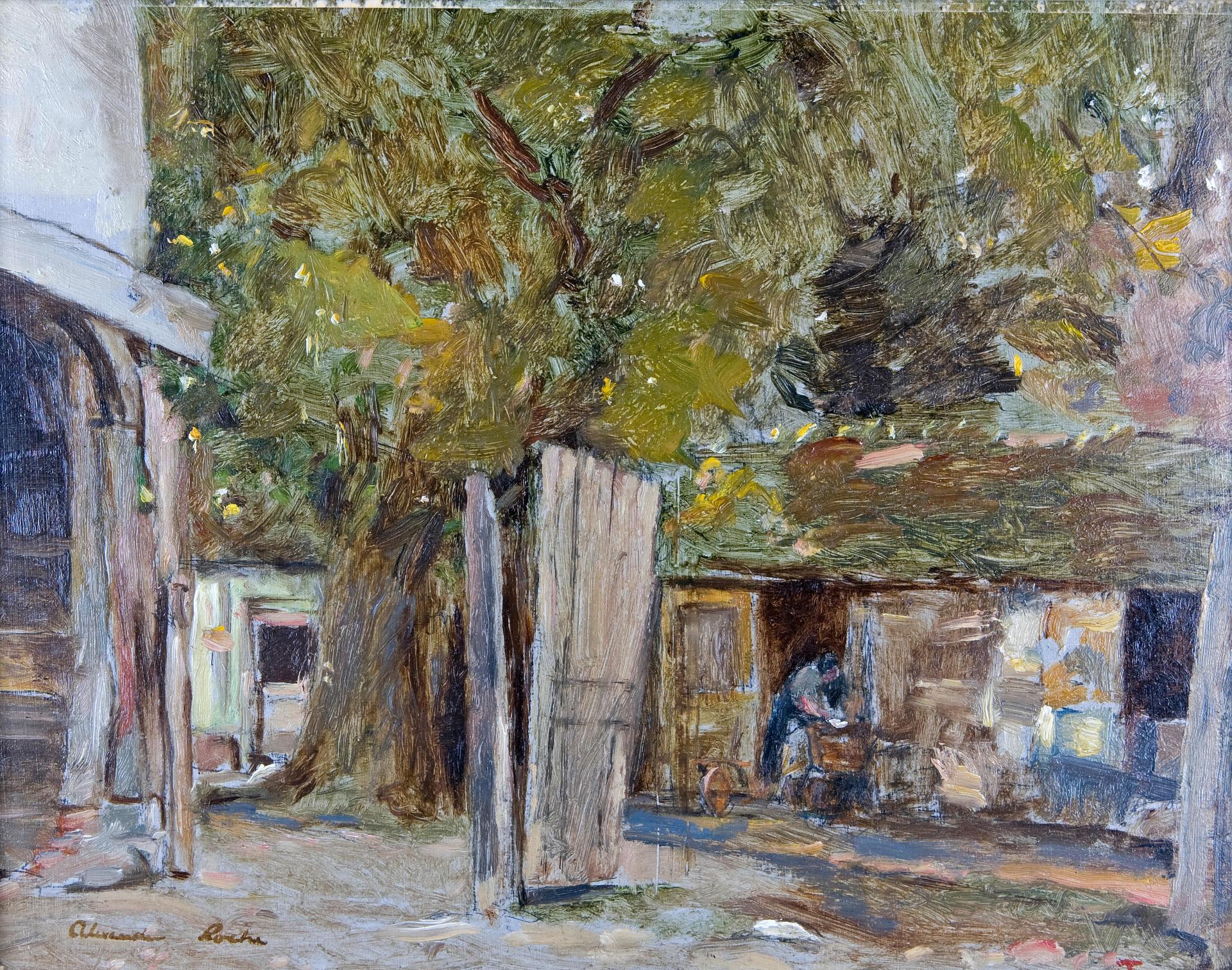 Alexander Ignatius Roche (1861-1921) - Figure in a farmyard