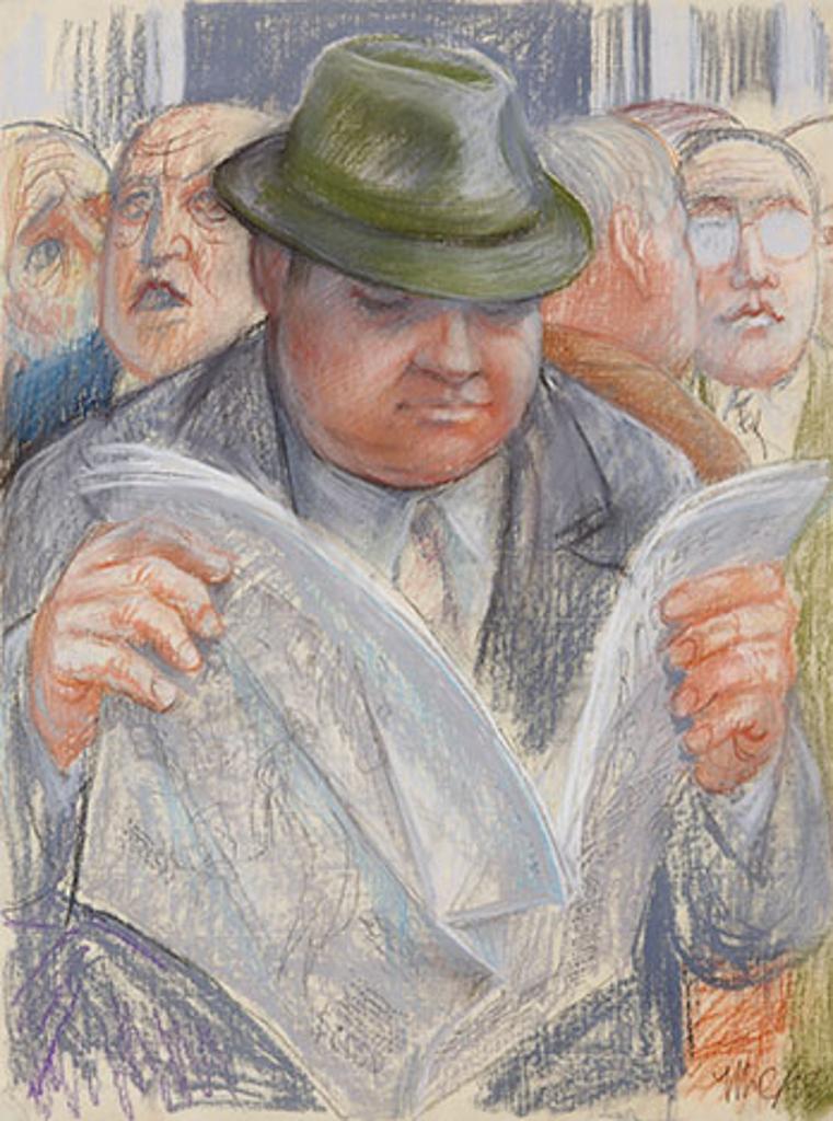 William Hodd (Bill) McElcheran (1927-1999) - Businessman Reading Newspaper (03848/A90-087)