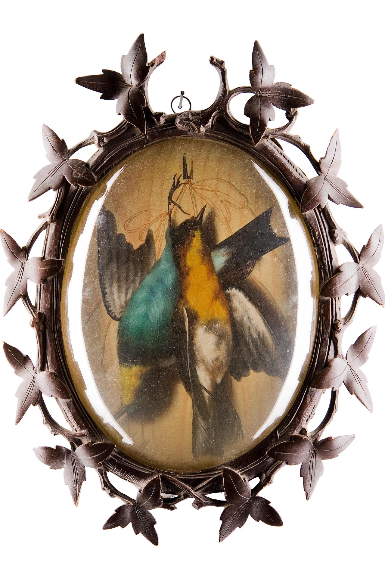 Michelangelo Meucci (1840-1890) - Trompe l'oeil of hanging songbirds