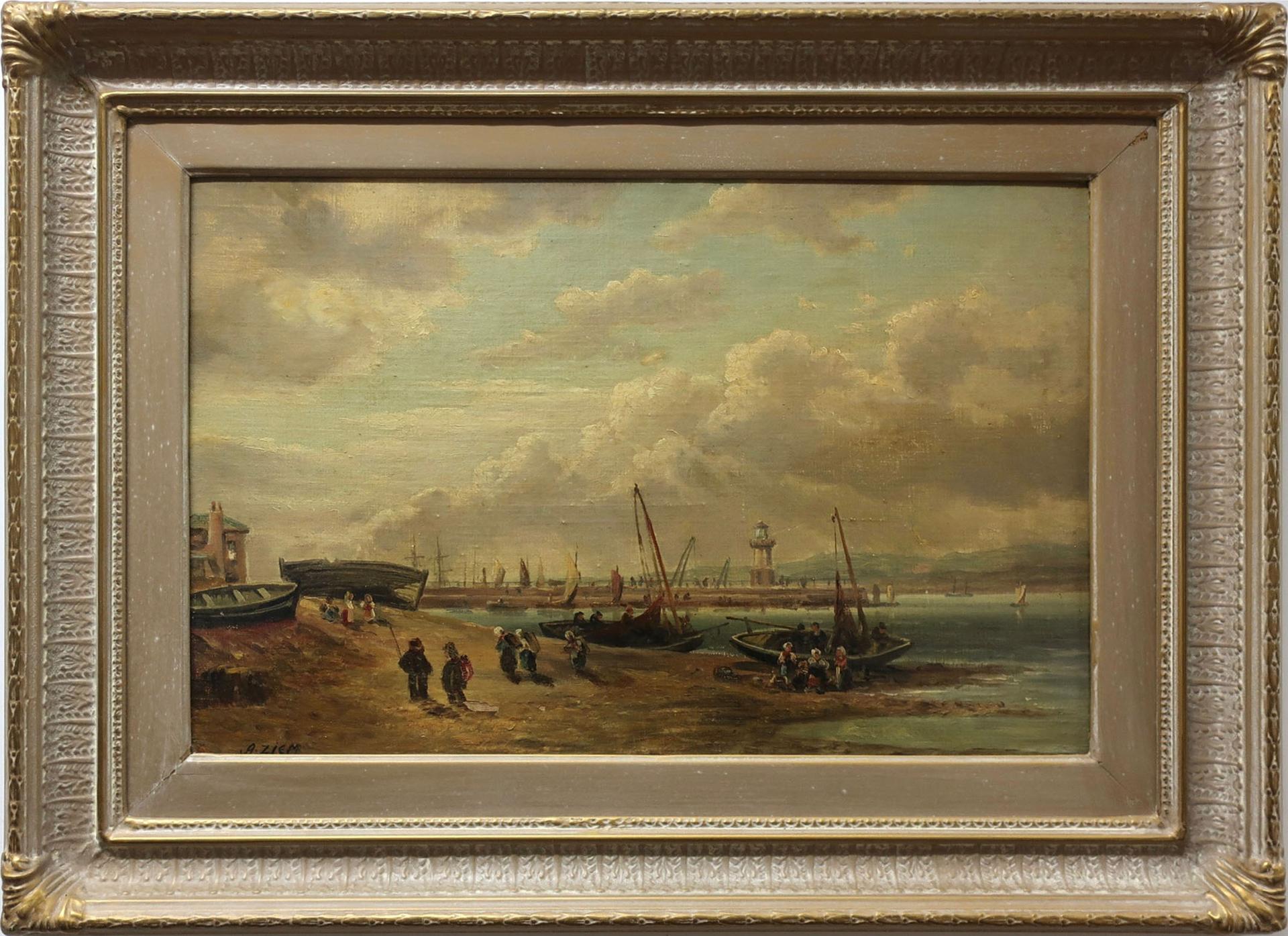 A. Ziem - Fisherfolk On A Beach
