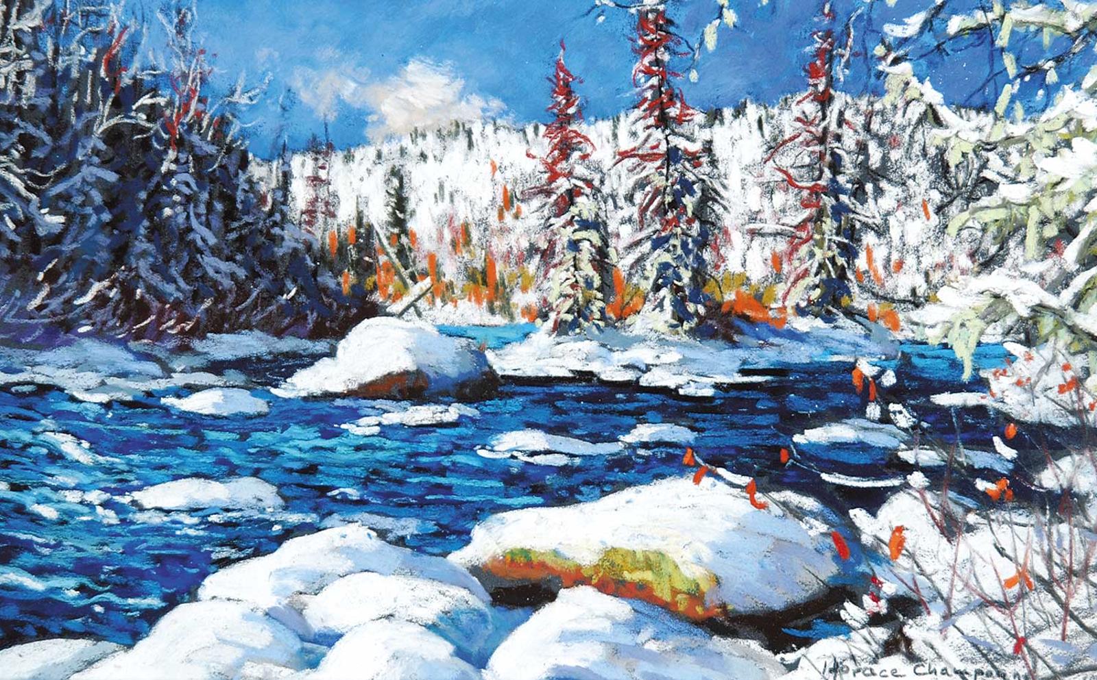 Horace Champagne (1937) - First Heavy Snow in the Park, Riviere Montmorency, Pk. Laurentides Que.