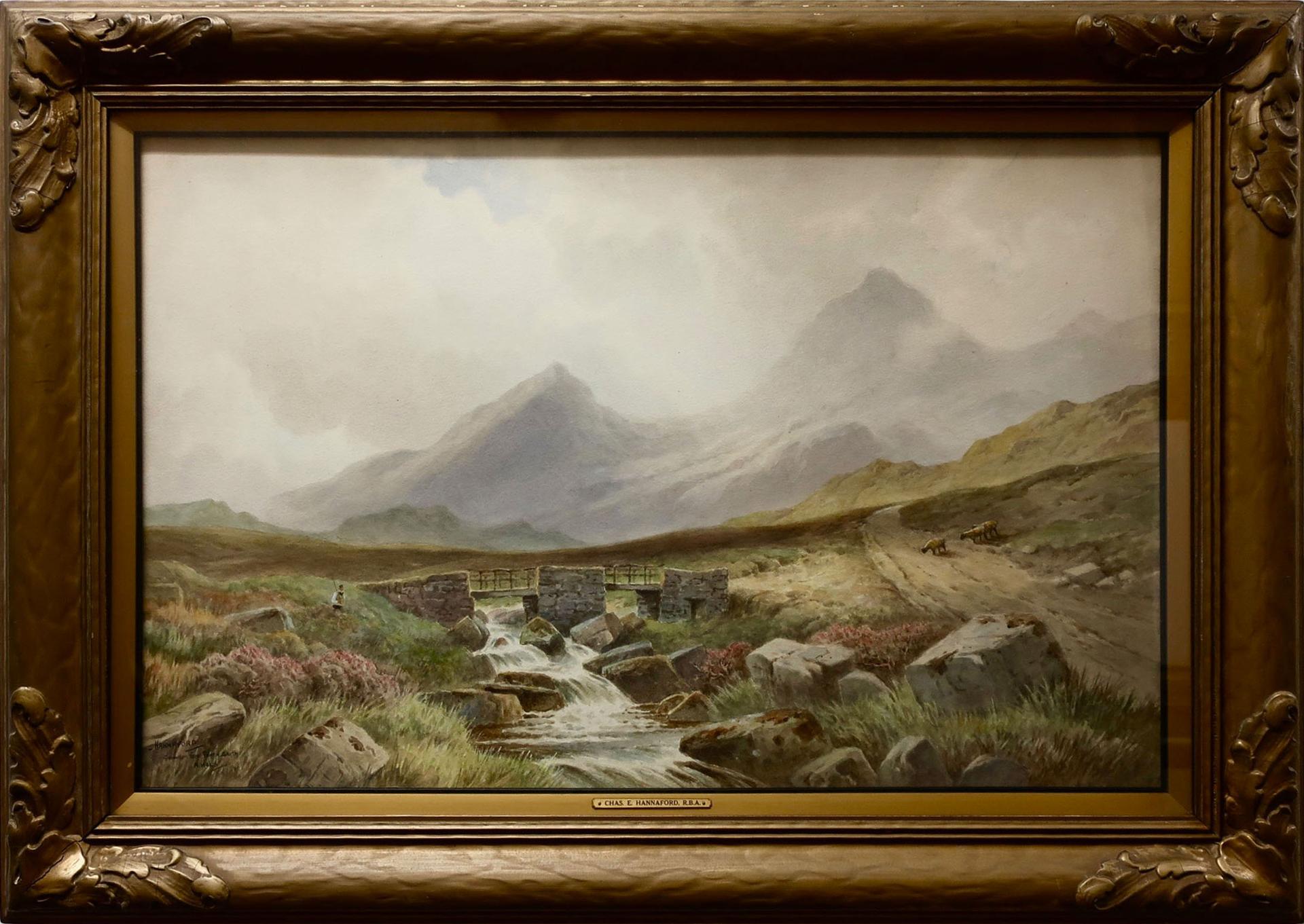Charles E. Hannaford (1863-1955) - Snowdon From Pont Y Garth, N. Wales