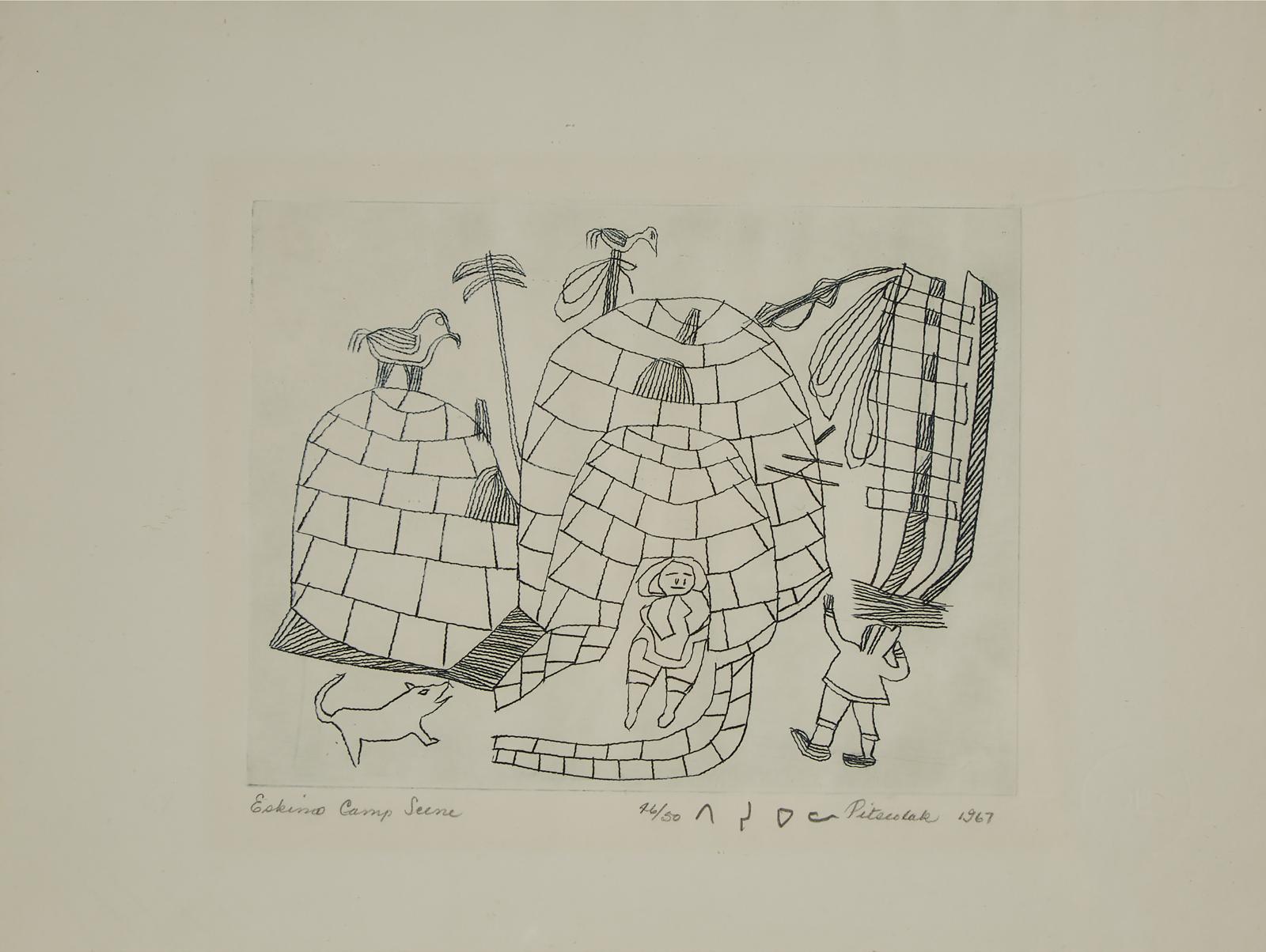 Pitseolak Ashoona (1904-1983) - Eskimo Camp Scene