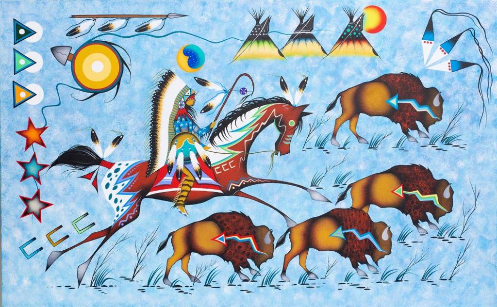 Joe M. Tapaquon - Untitled - Rider and Bison