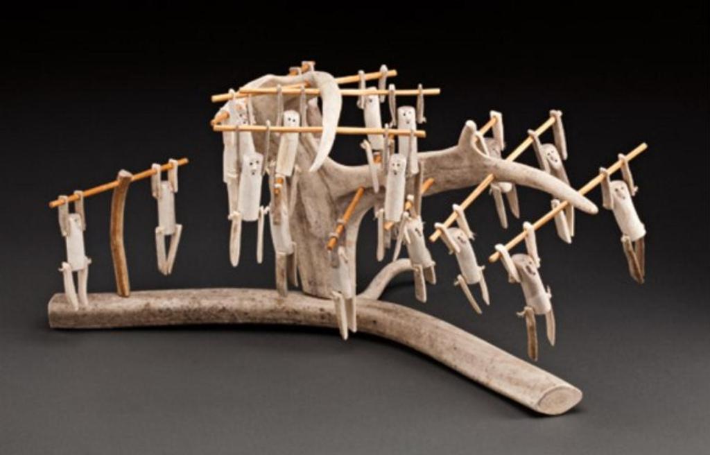 Luke Anowtalik (1932-2006) - Antler, wood and sinew