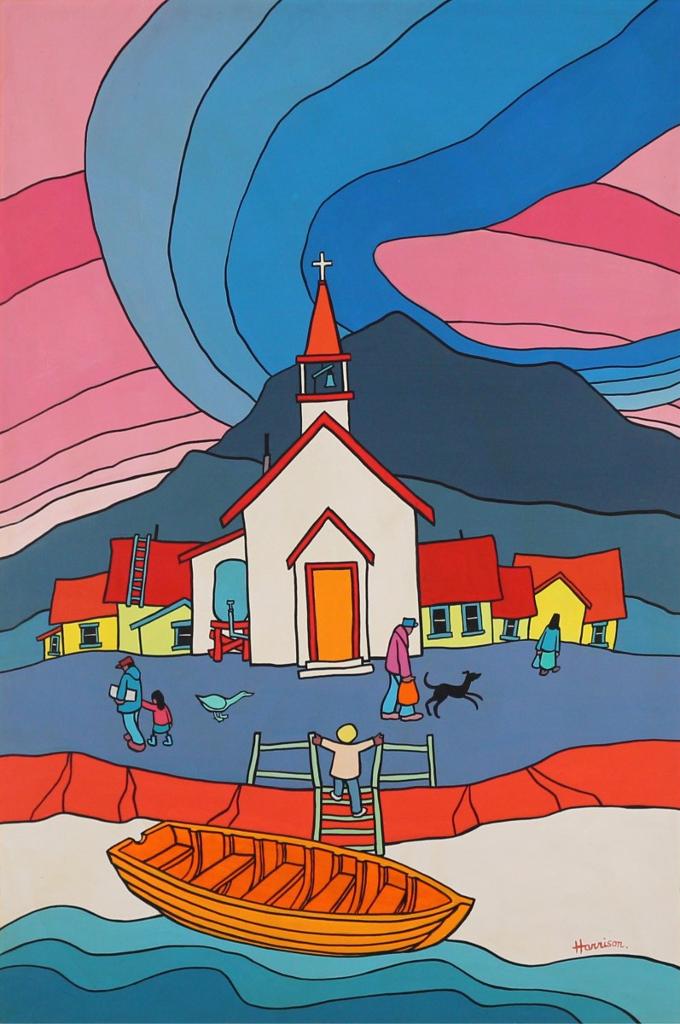 Ted Harrison (1926-2015) - Lakeside Village; 1979