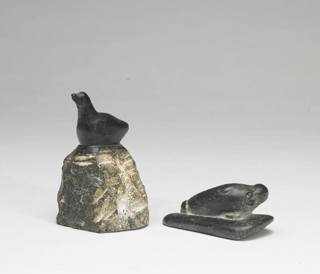 George Arlook Arluk (1949) - Bird Sitting Atop A Rock ; Seal