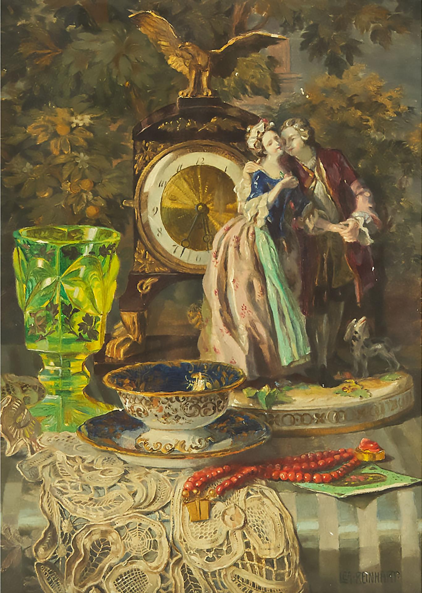Lea Reinhart - Still Life With Porcelain And Ormolu Clock