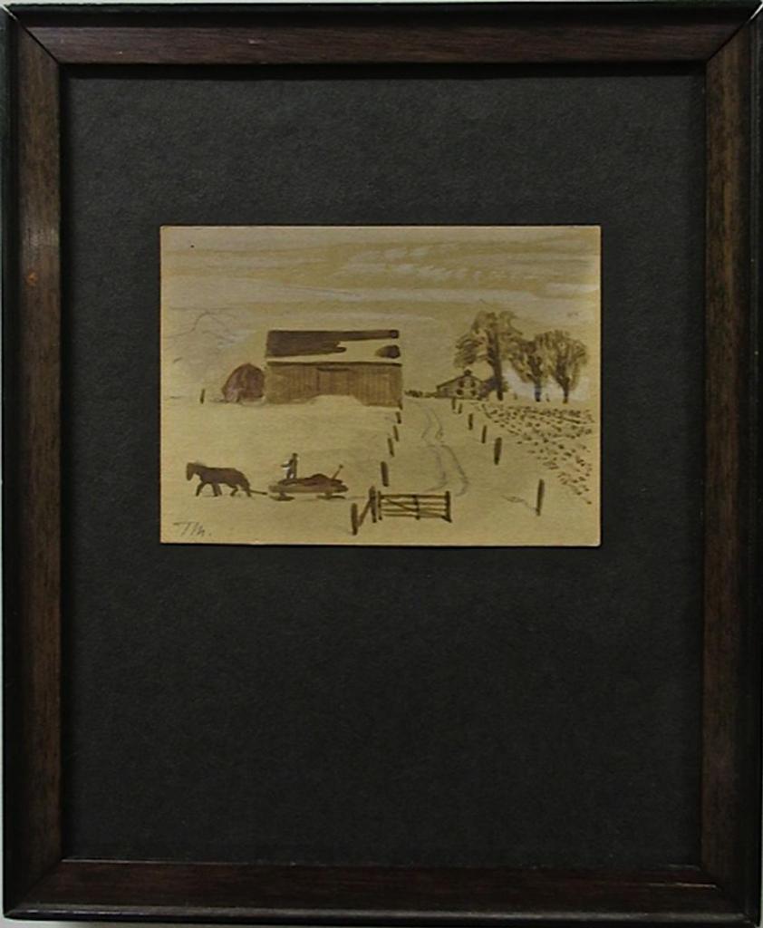 Thoreau MacDonald (1901-1989) - Farmer With Horse And Sleigh