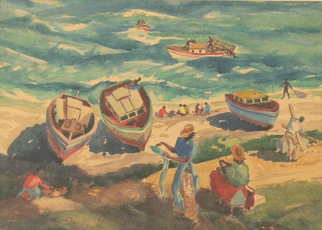 Hector Whistler (1905-1978) - Fish Arrivals in the Barbados