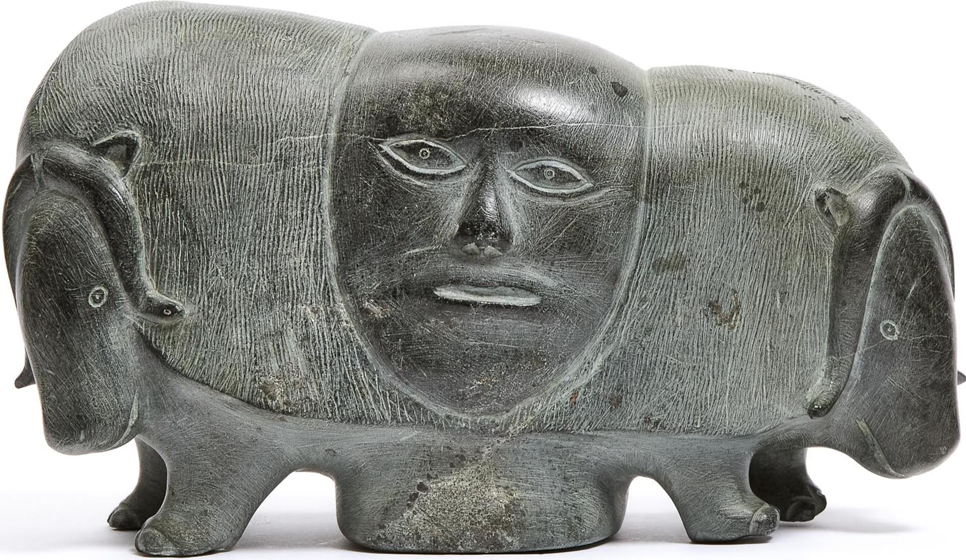 Mathew Aqigaaq (1940-2010) - Musk Ox With Shaman, Ca. 1975