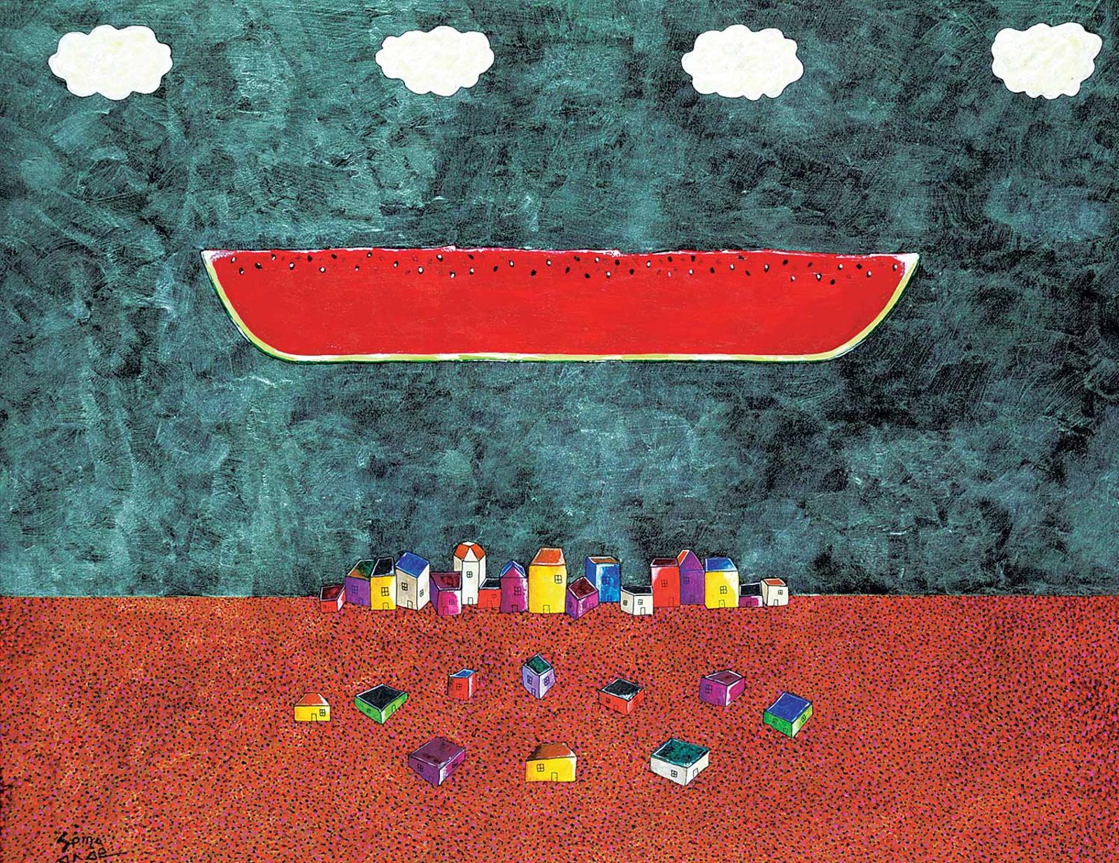 Ferdinando Nichola (Fred) Spina (1949) - Watermelon Rising Above Gjoa, Haven-King, William Island - The Arctic
