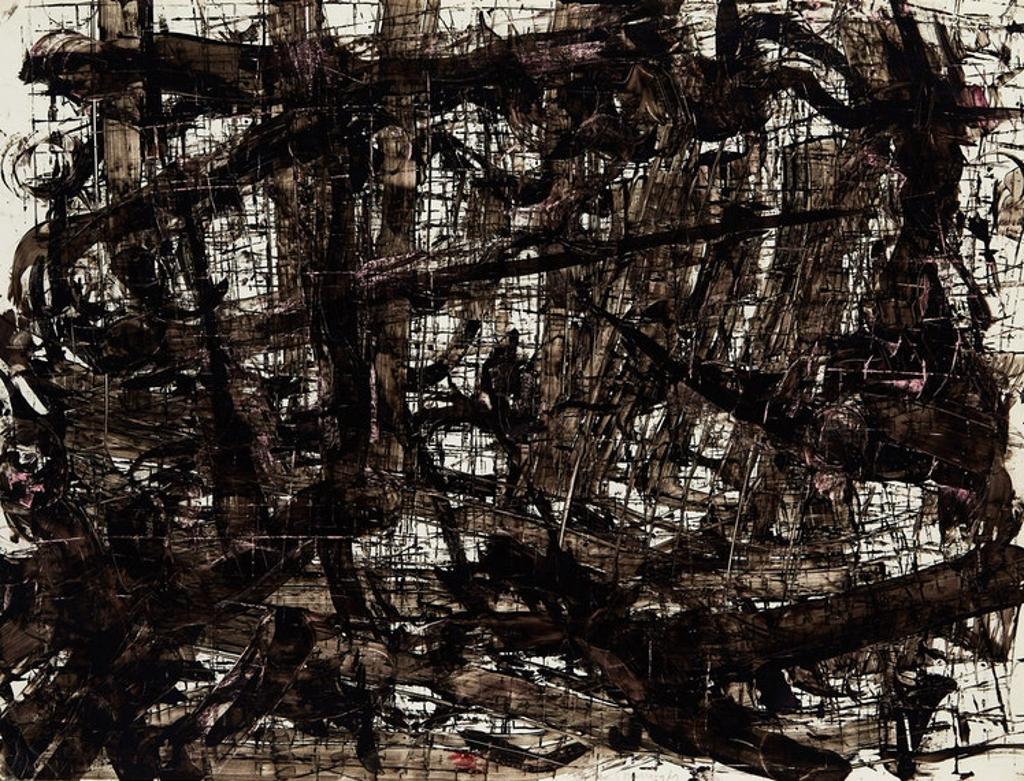 William Seward Burroughs (19174-1997) - Untitled (Abstract in black and pink)