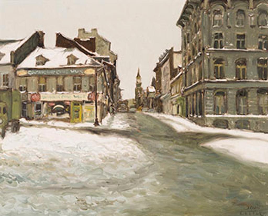 John Geoffrey Caruthers Little (1928-2024) - Rue St. Paul d'autrefois from Place Jacques Cartier, Montreal
