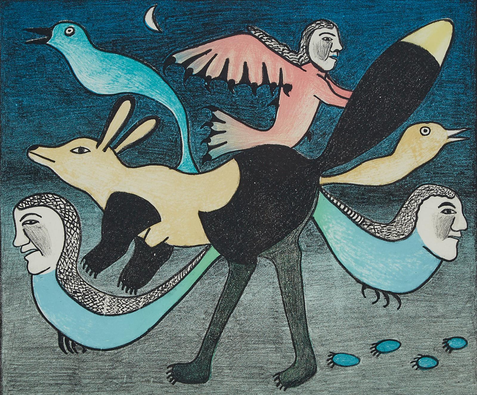 Kenojuak Ashevak (1927-2013) - Spirits At Night
