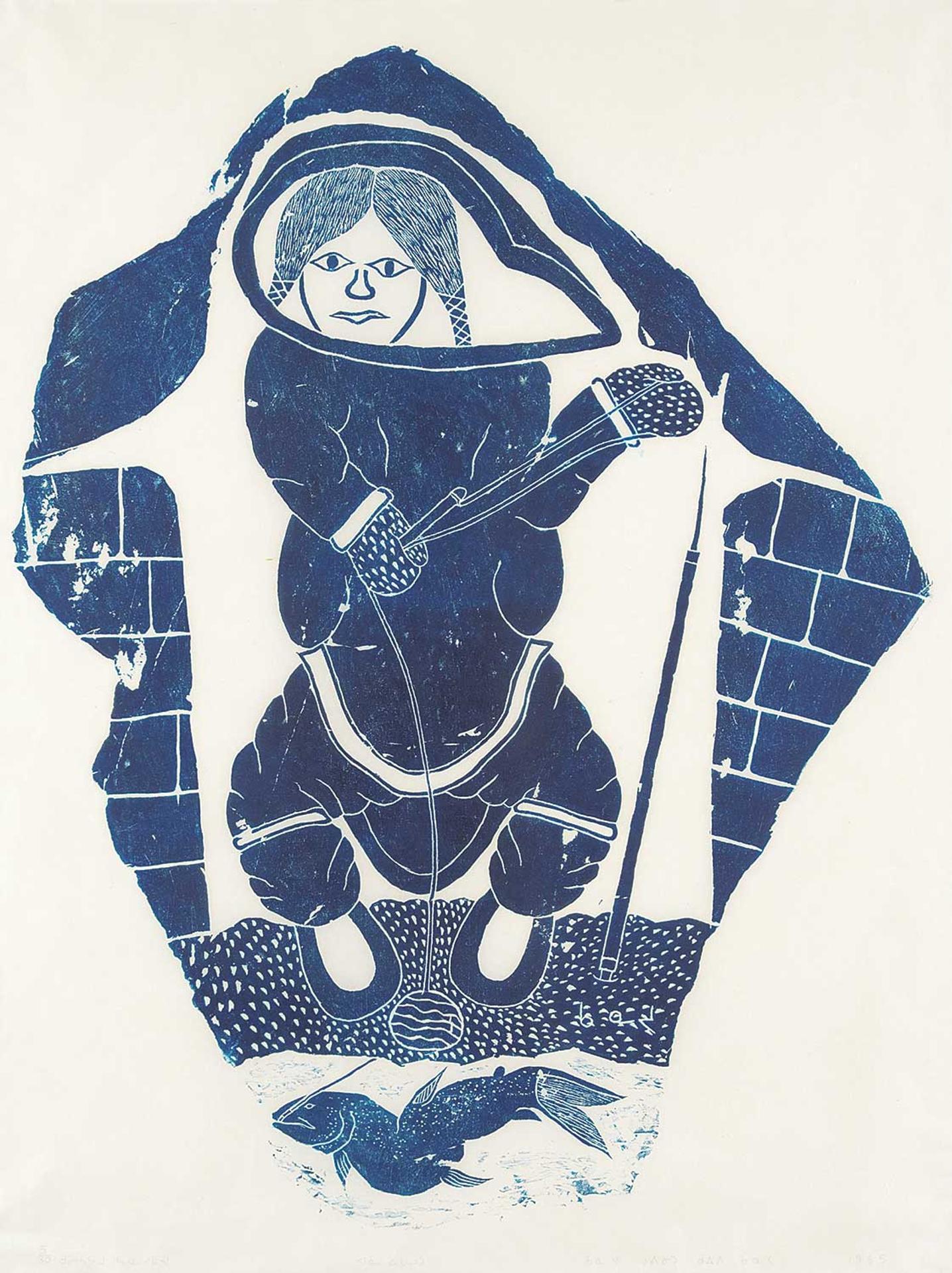 Allie Kanayuk (1941) - Untitled - Ice Fishing #5/30