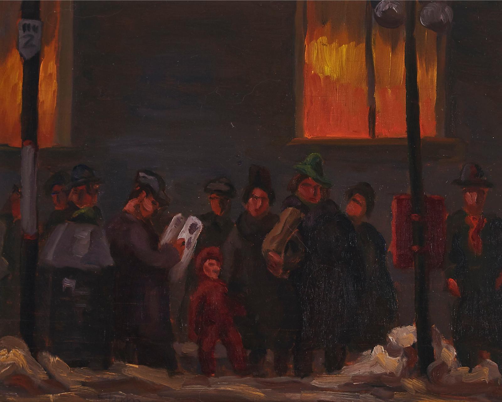 Frederick Hagan (1918-2003) - Downtown Street Car Stop, 1939