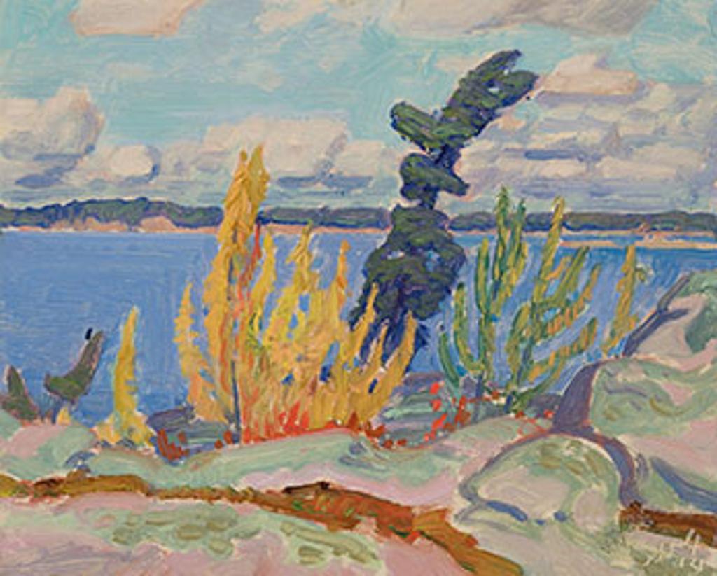 James Edward Hervey (J.E.H.) MacDonald (1873-1932) - Rock and Cherry Trees, Sturgeon Bay