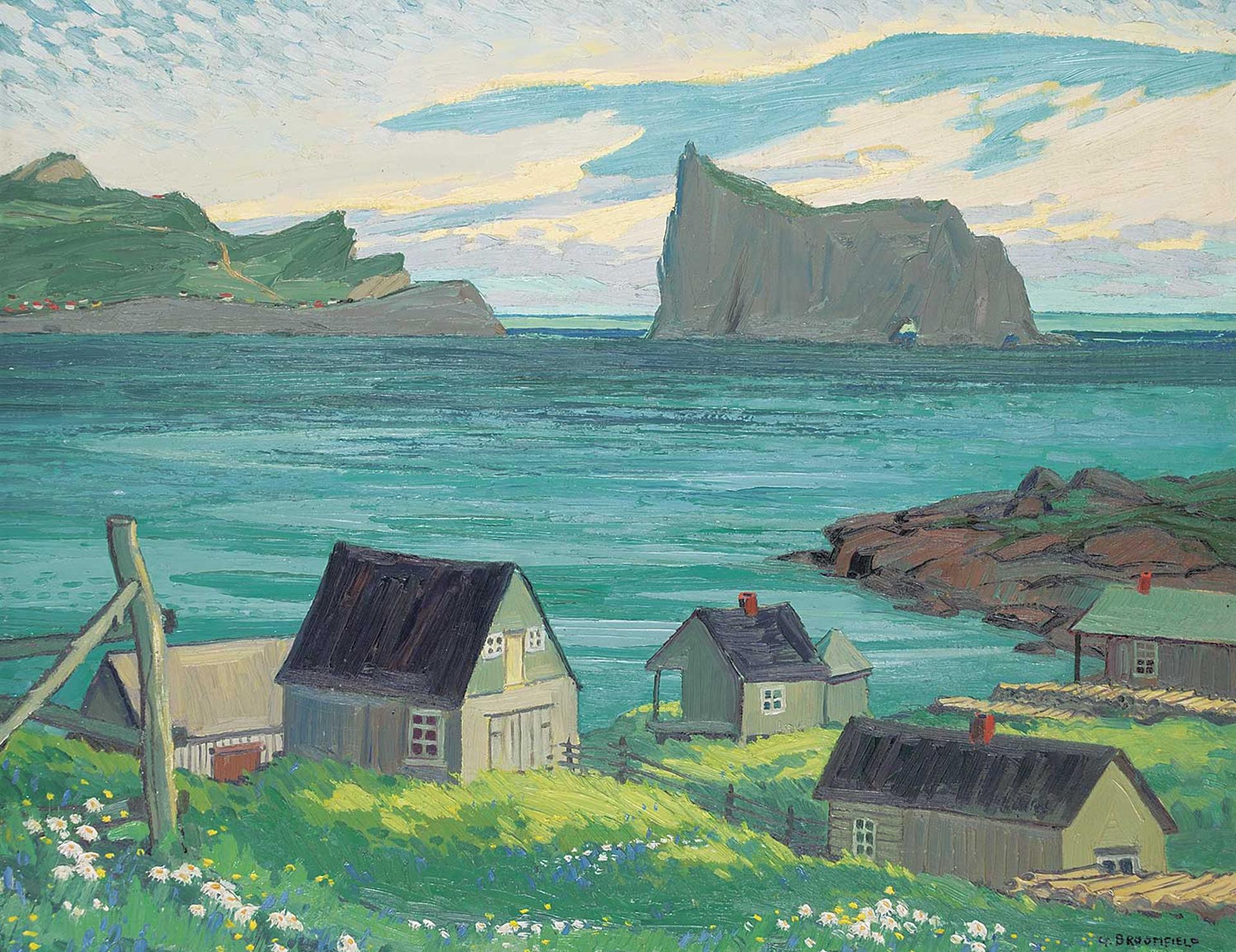 Adolphus George Broomfield (1906-1992) - Perce Village from Bonaventure Island Gaspe Quebec