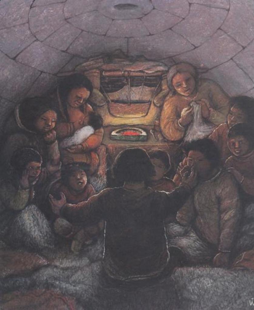 William Kurelek (1927-1977) - Storytelling, A Winter Pastime; 1975