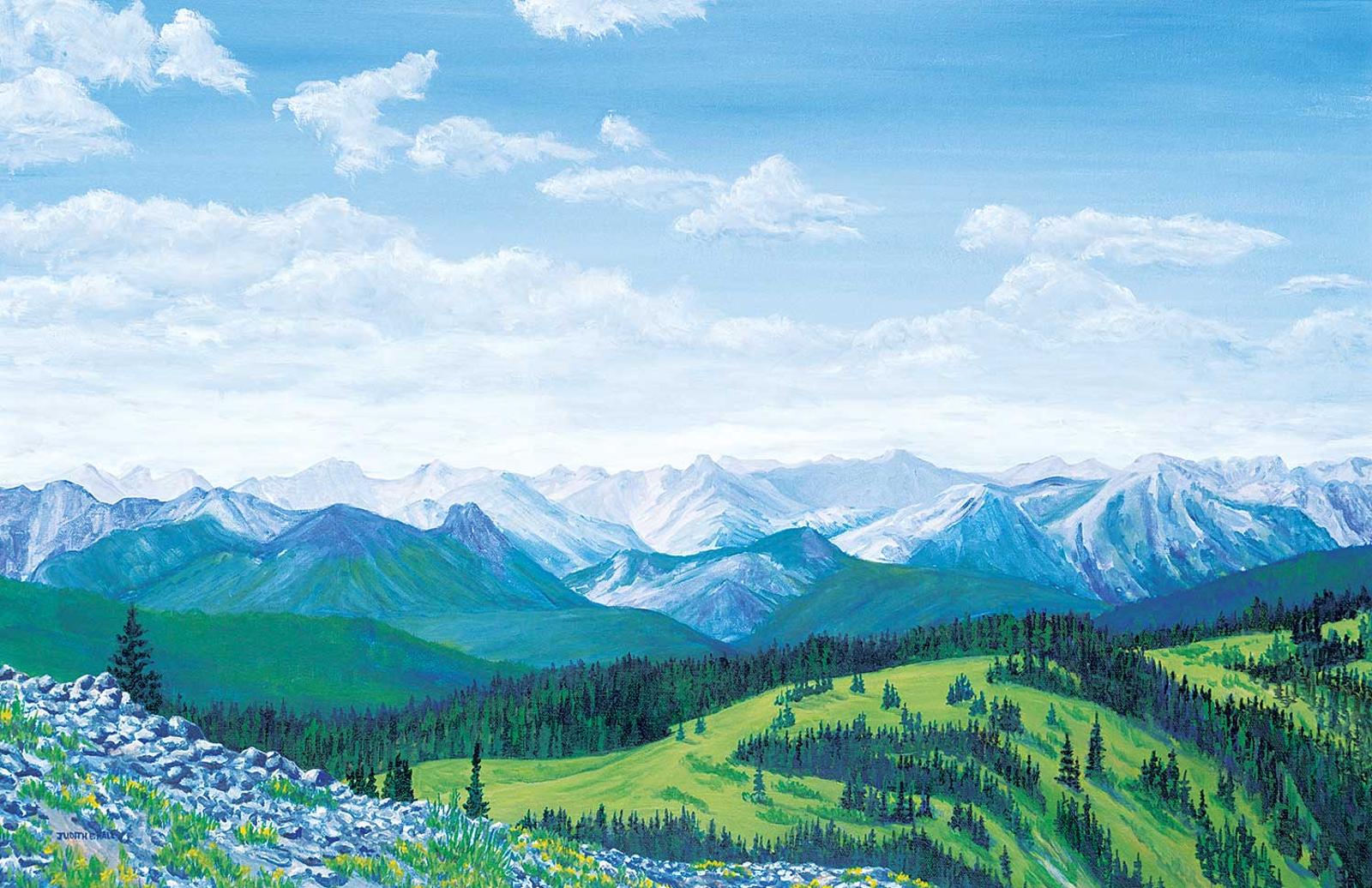 Judith E. Hall - The View From Jumping Pound Mountain
