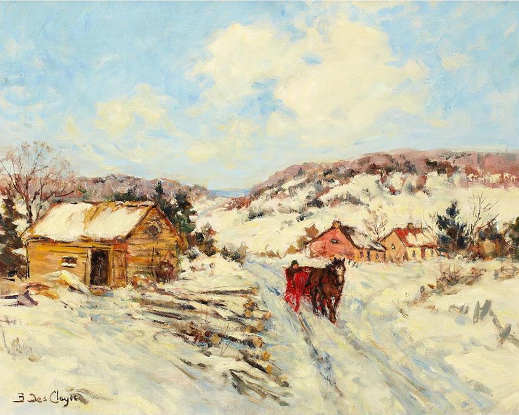Berthe Des Clayes (1877-1968) - Horse And Sleigh On Winter Road