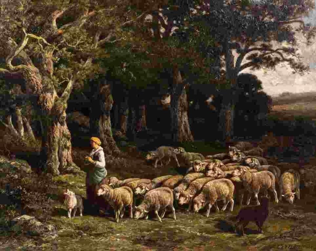 Charles Ferdinand Ceramano (1829-1909) - Untitled (Shepherdess and Herd)