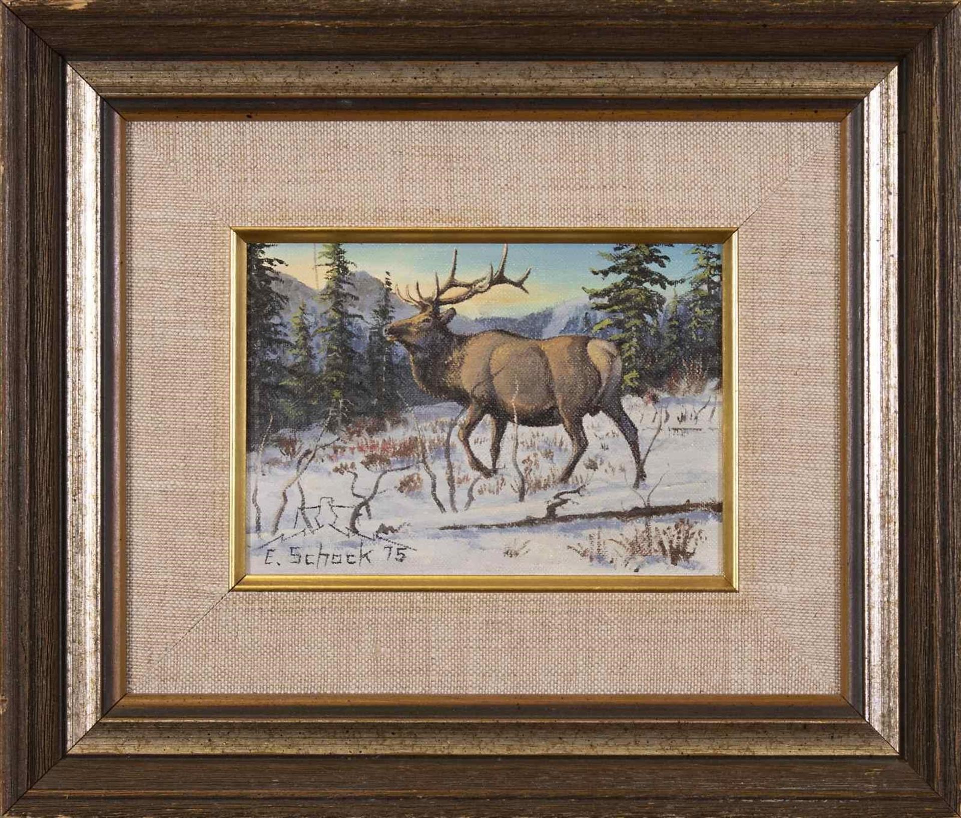 Elmer Schock (1970) - Elk in Snow; 1975