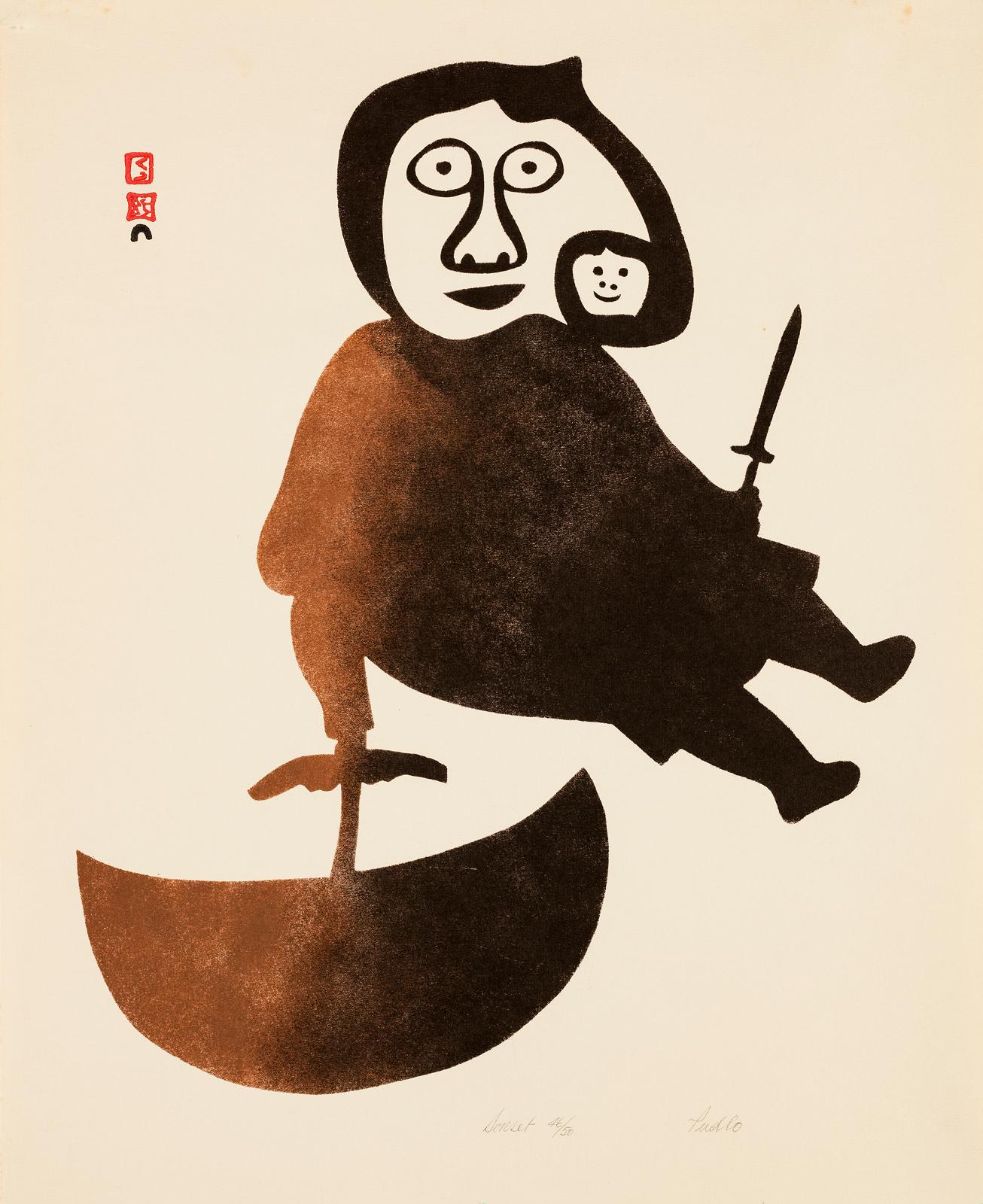 Pudlo Pudlat (1916-1992) - Eskimo Woman With Ulu