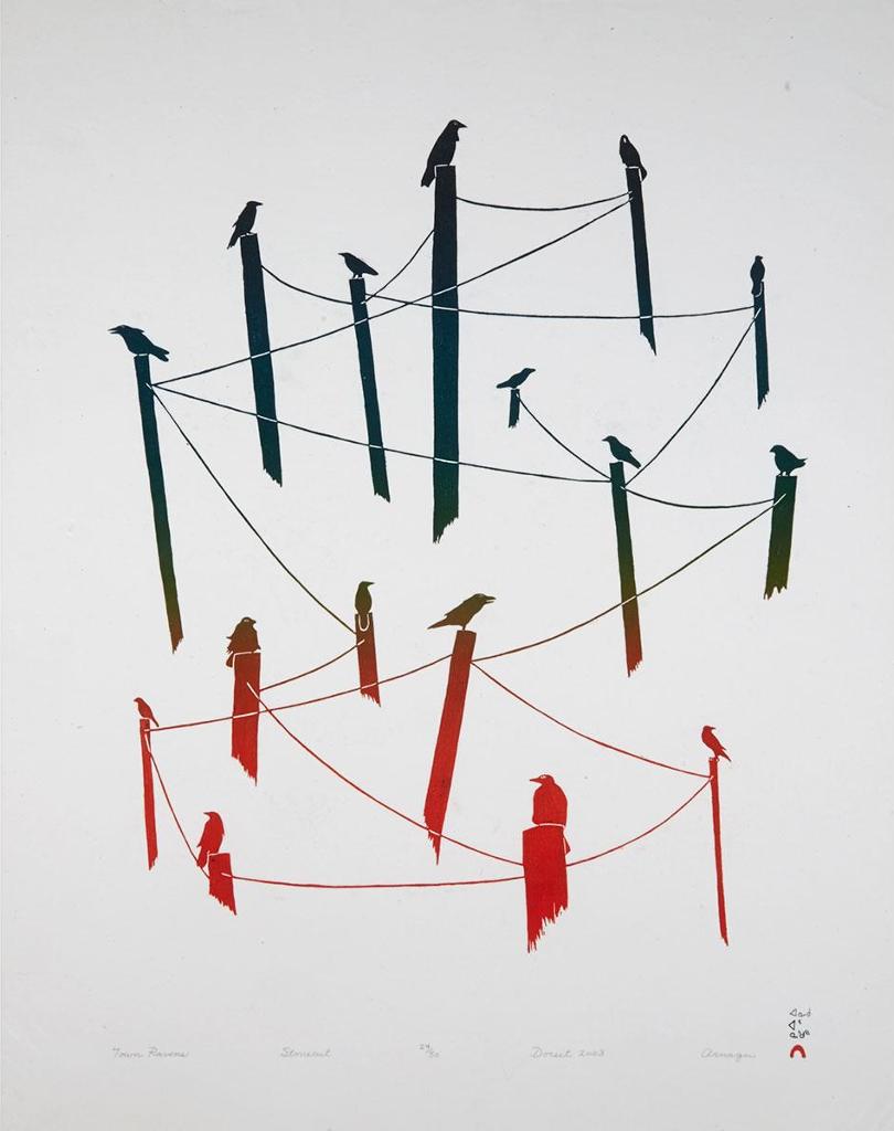 Annago (Arnaqu) Ashevak (1956-2009) - Town Ravens