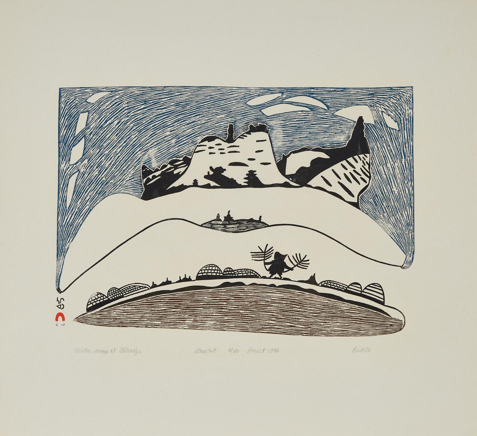 Pudlo Pudlat (1916-1992) - Winter Camp At Itileakju