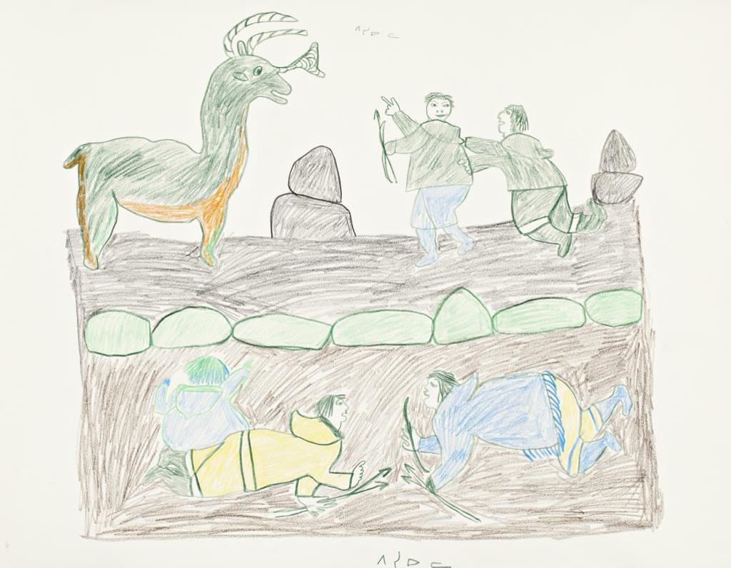 Pitseolak Ashoona (1904-1983) - Untitled (Caribou Hunt), C. 1964-65