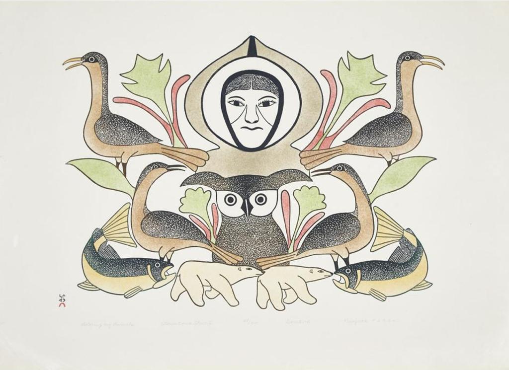 Kenojuak Ashevak (1927-2013) - Watching My Animals